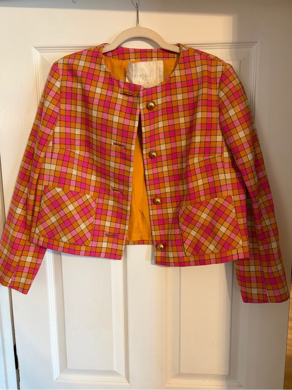 Vintage Stanley Korshak Mod Plaid Jacket 🍊💗
